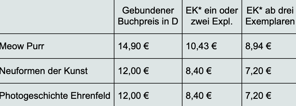 * Einkaufspreis für den Buchhandel und Wiederverkäufer:innen; ohne MwSt. nach Kleinunternehmerregelung § 19 UStG